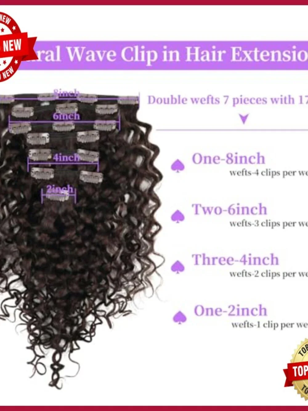 Natural Wave Clip In Human Hair Extensions 22 Inch 7Pcs 120G